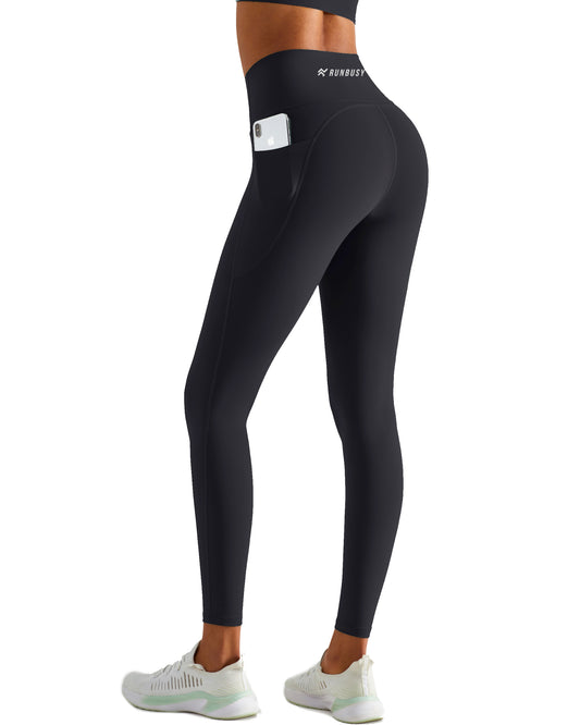 Runbusy Women's High-Waisted 7/8 Leggings with Pockets